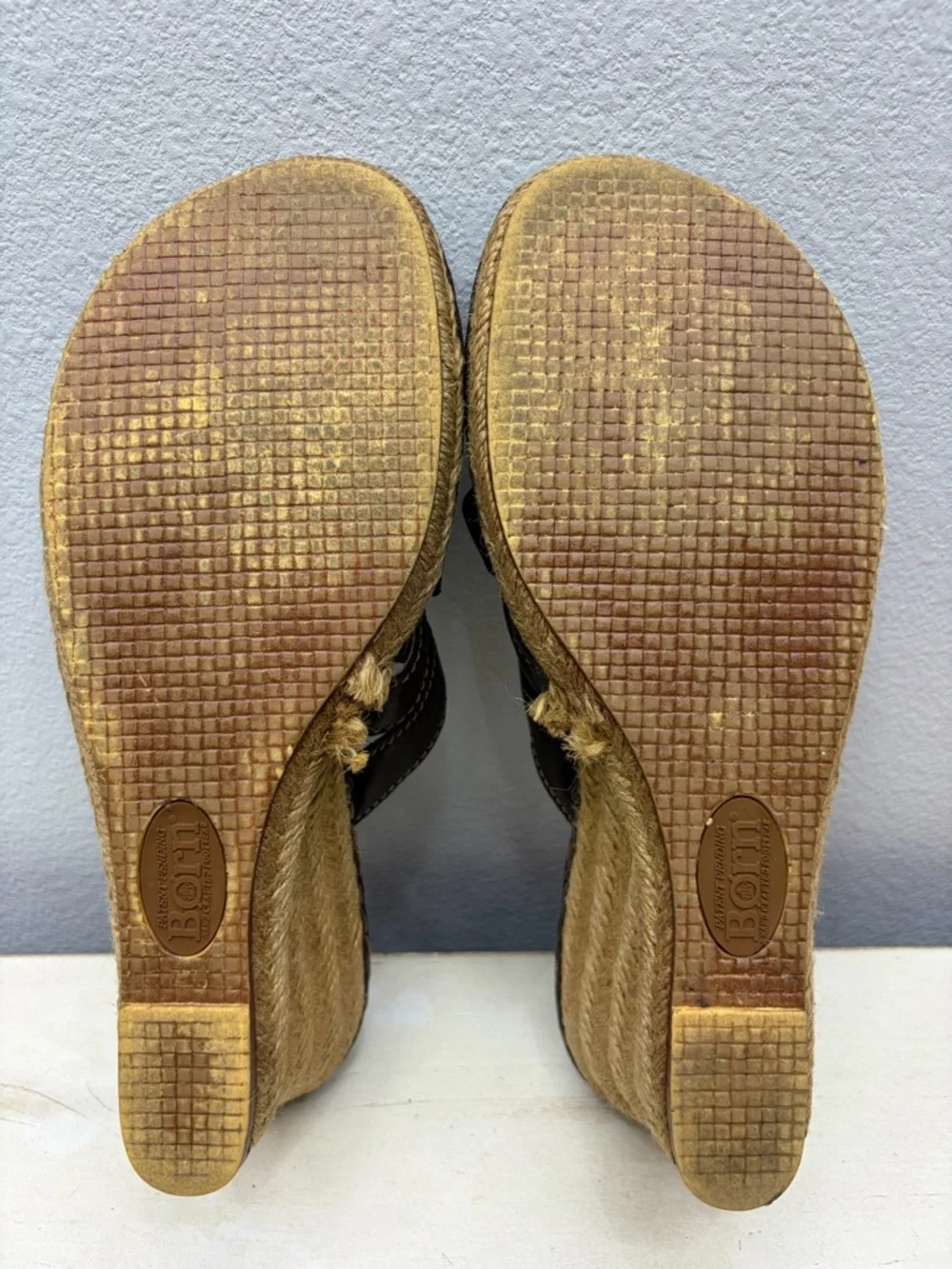 Brown Leather Crisscross Espadrille Wedge Sandal 10